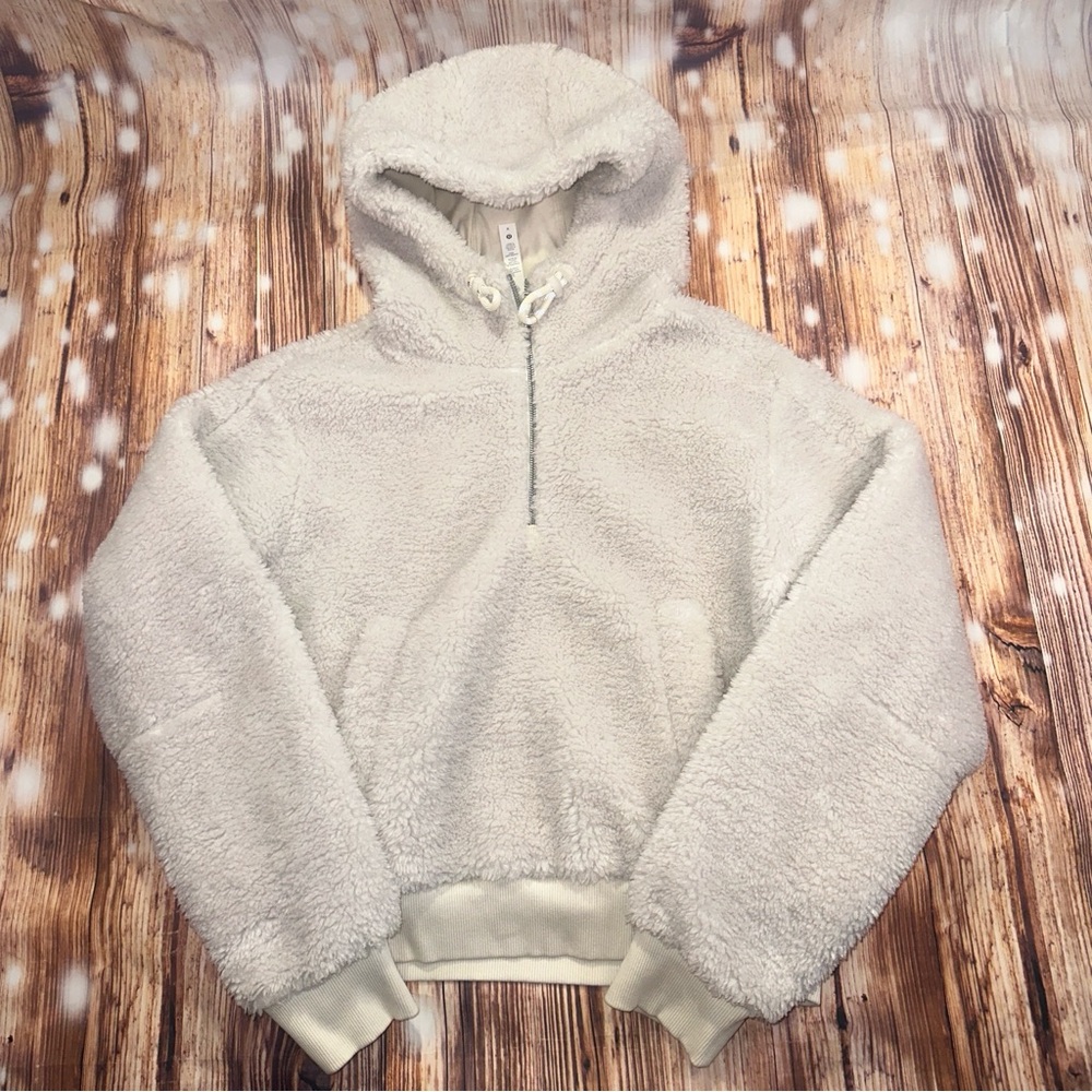 Lululemon Textured Fleece 1/2 Zip Hoodie/Jacket 
Size 8  White Opal